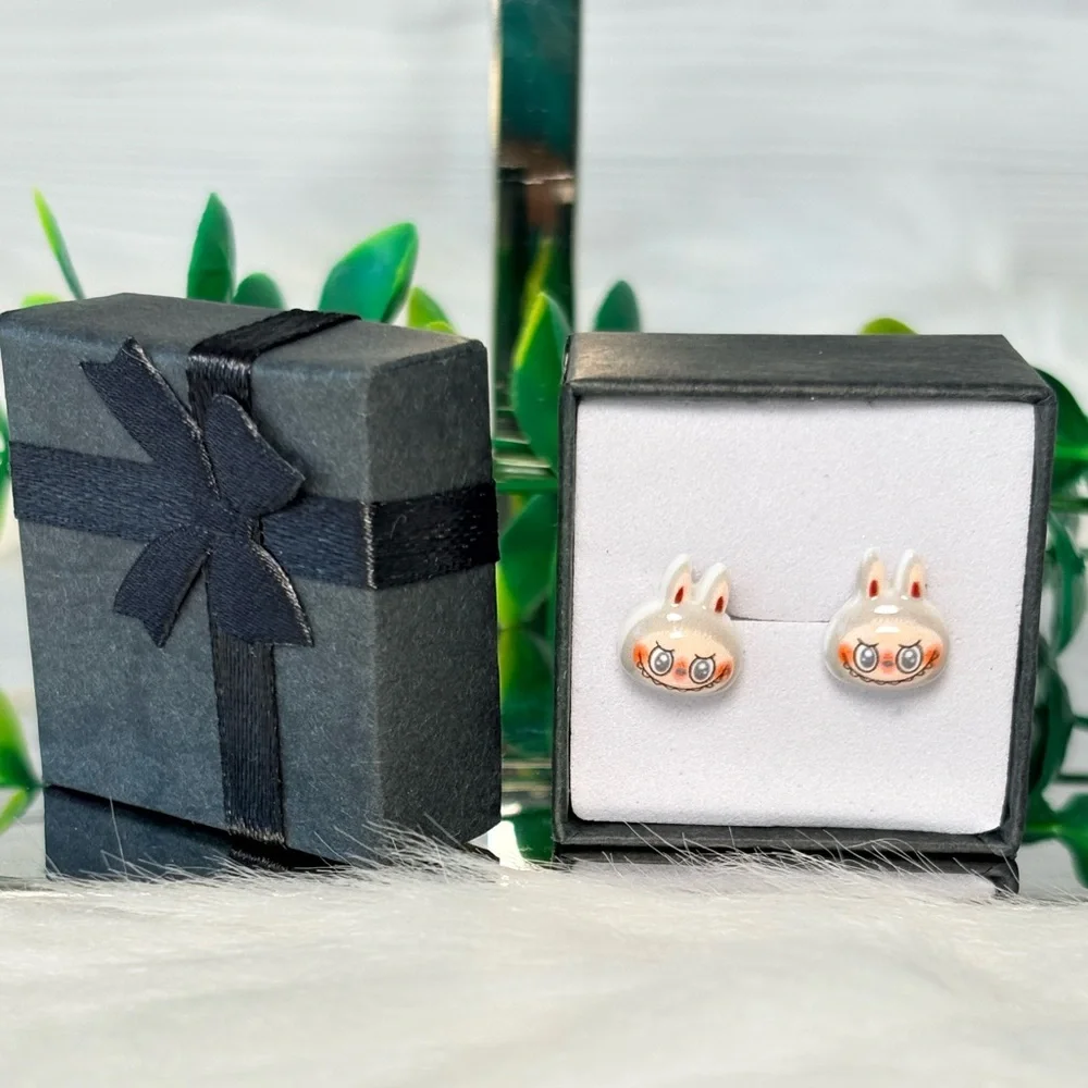 Cute Gray Monster Character Stud Earrings‎